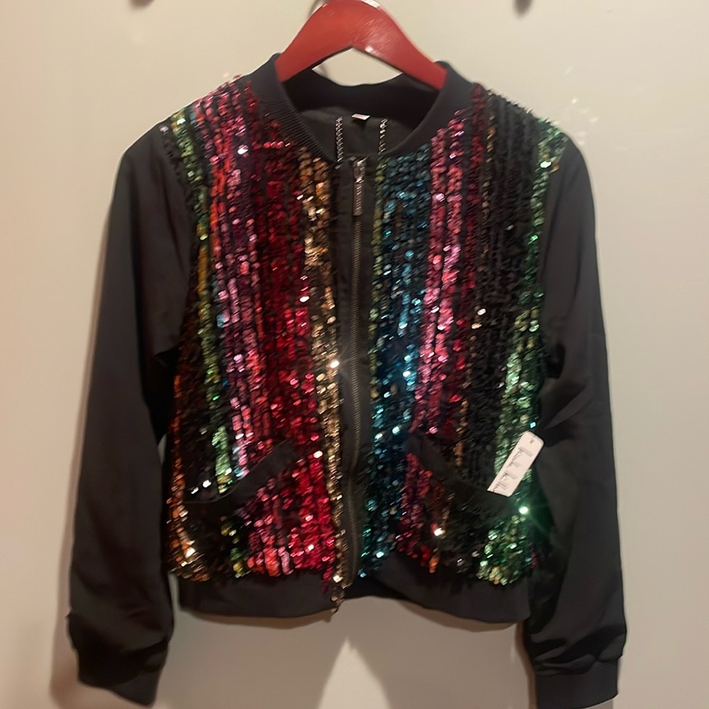 Nicole Miller Multicolor Sequined Bomber Jacket, Size S
